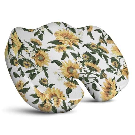 Premium Sunflower Pattern Memory Foam Seat Cushion Ergonomic Chair Pad for Office Chair, Car, Airplane & Bleachers Sciatica, Tailbone Hip & Back Pain Relief - Chair Cushion for Long Office Workers.