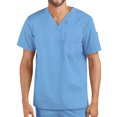 thumbnail image 1 of Super Soft Multi Pocket V Neck Relaxed Fit Scrub Tops for Men- Cotton Fabric Medical/Health Care Uniform, 1 of 2