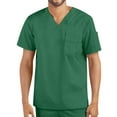 thumbnail image 1 of Super Soft Multi Pocket V Neck Relaxed Fit Scrub Tops for Men- Cotton Fabric Medical/Health Care Uniform, 1 of 2