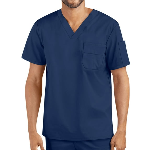 Super Soft Multi Pocket V Neck Relaxed Fit Scrub Tops for Men- Cotton Fabric Medical/Health Care Uniform