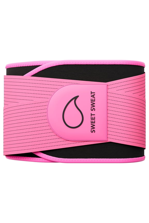 Premium Sweet Sweat 'Pro-Series' Waist Trimmer (Pink) | Waist Trainer Belt with Adjustable Velcro Straps for better Back Support + Tighter Cinch (Medium - Large)