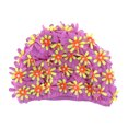thumbnail image 1 of BESTOYARD 1Pcs Women Bathing Cap Floral Flower Design Silicone Hat for Swimming Adults Purple, 1 of 4