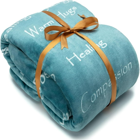 Premium Sympathy Warm Hugs Gift Throw Blanket - Sympathy Cancer Chemo Survivor Get Well Caring Gifts - Comfort Gift Blanket for Love Support Strength - Women Men Friend Grandpa - Turquoise Turquoise