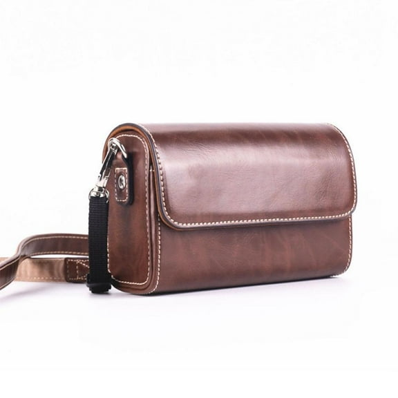 Premium Synthetic Leather Camera Bag for Mirrorless Cameras Adjustable Crossbody Strap with Padded Interior Protection