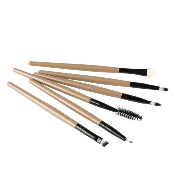 Premium Synthetic Makeup Brush Set 6PCS Lip Eyeshadow Eyebrow Foundation Blending Wooden Handle Cosmetic Brushes for Women Daily Makeup