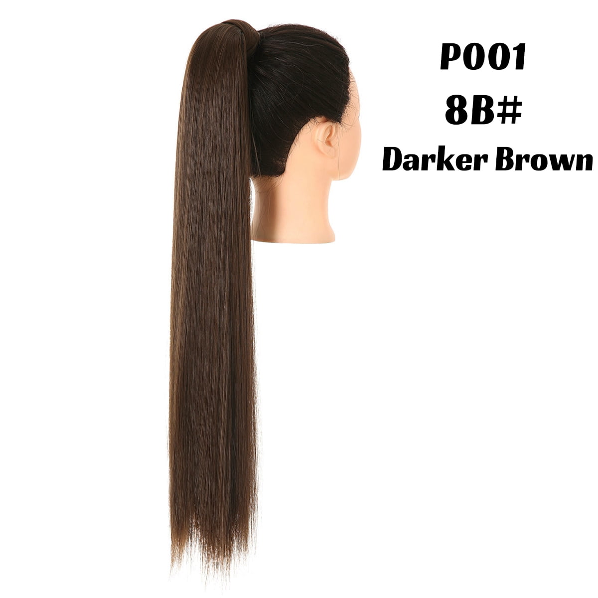 Premium Synthetic Straight Daily Ponytail Hair Extension Clip in Hairpiece  Smooth Overhead Pony Tail Wrap Around Pigtail P001