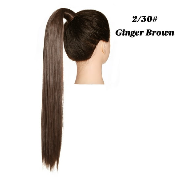 Premium Synthetic Straight Daily Ponytail Hair Extension Clip in Hairpiece Smooth Overhead Pony Tail Wrap Around Pigtail P001