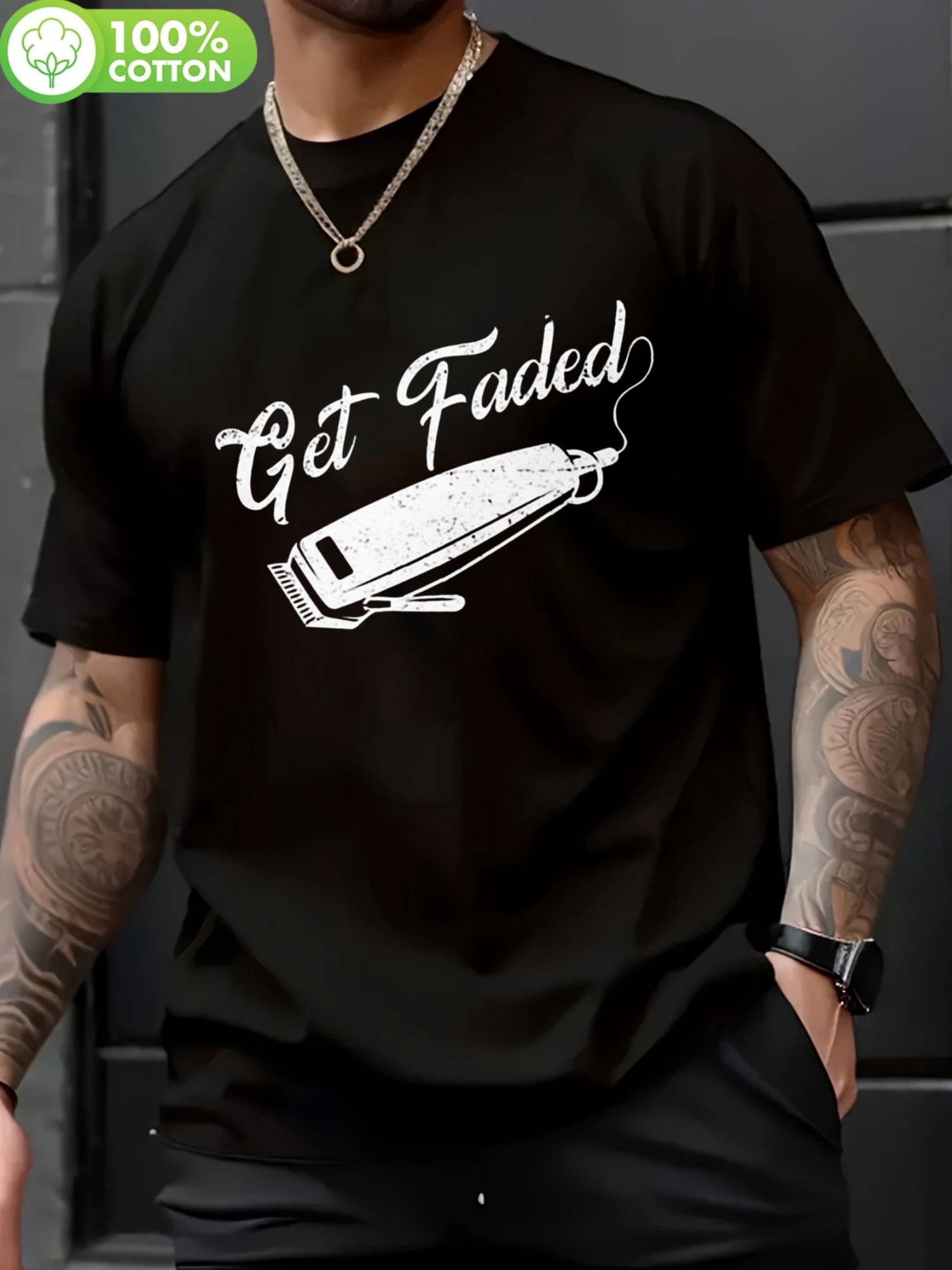 Premium T-Shirt Collection for Men Featuring The Get Faded Barber Razor ...