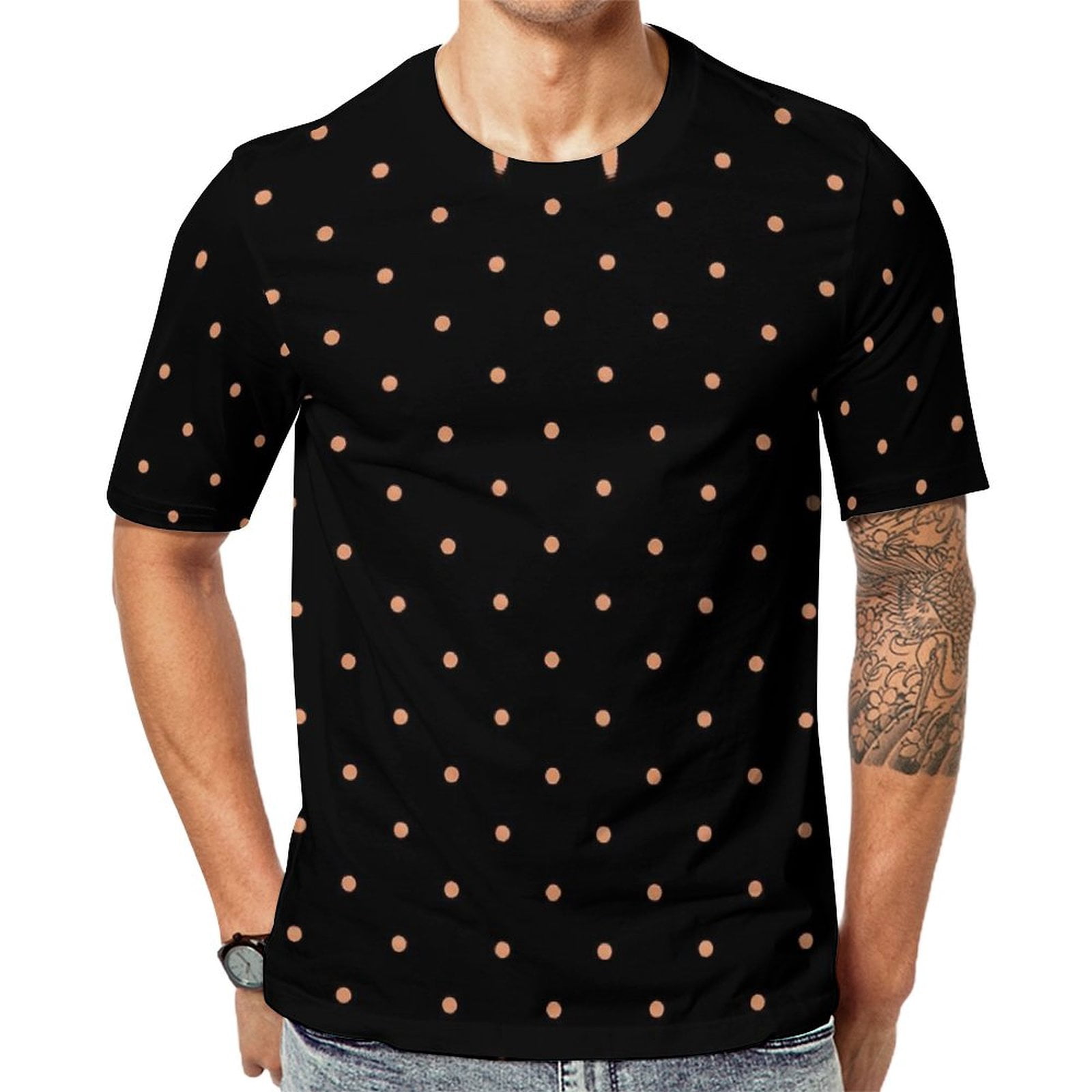 Premium TShirt Gold Polka Dot T Shirts Retro Print Harajuku Tee Shirt ...