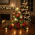 thumbnail image 1 of Premium Tabletop Christmas Tree with Warm LED Lights & Ornaments, Realistic DIY Artificial Cedar Xmas Tree for Home Holiday Decor, Indoor Outdoor Party Wedding Festive Decoration, 1 of 6