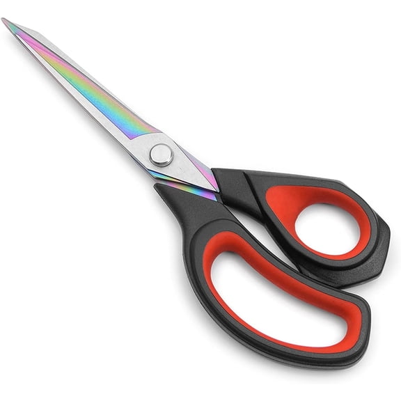 Premium Tailor Scissors Heavy Duty Multi-Purpose Titanium Coating Forged Stainless Steel Sewing Fabric Leather Dressmaking Comfort Grip Shears Professional Crafting 9.5 Inch