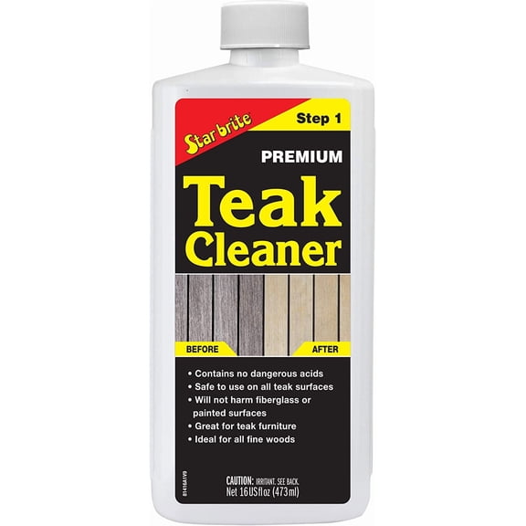 Premium Teak Cleaner - Restore, Renew & Refresh Old Weathered Gray Teak Furniture & Other Fine Woods - Step 1-16 OZ (081416)