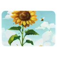 Premium Tech Cloth Rounded Corner Floor Mat Sunflowers Bee Sky Anti