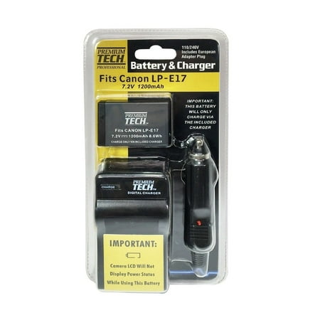 Premium Tech PT-LPE17 Battery and Charger for Canon T6i, T6s, SL2, T7i, 77D