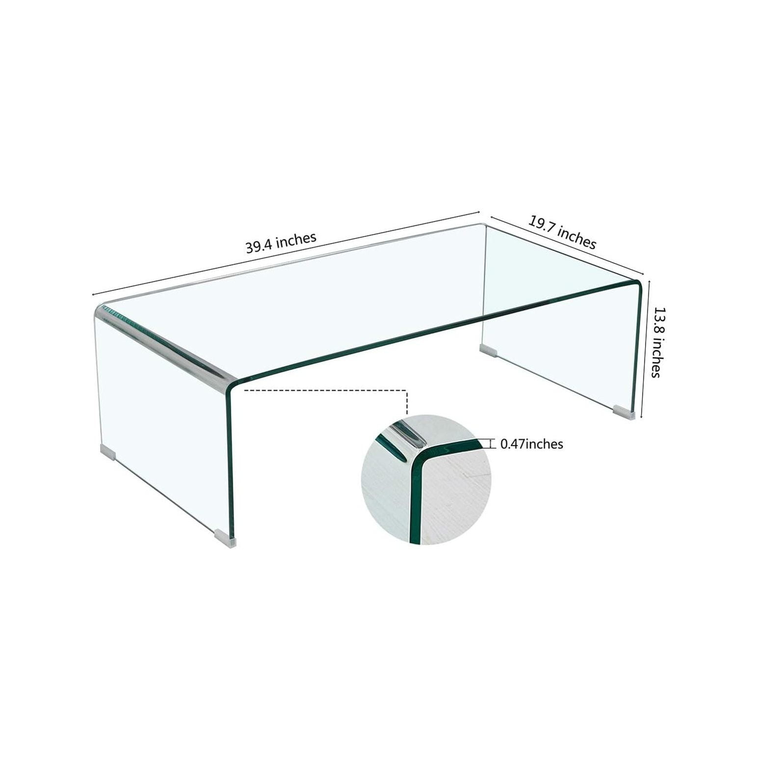 Premium Tempered Glass Coffee Table,Clear Coffee Table, Small Modern