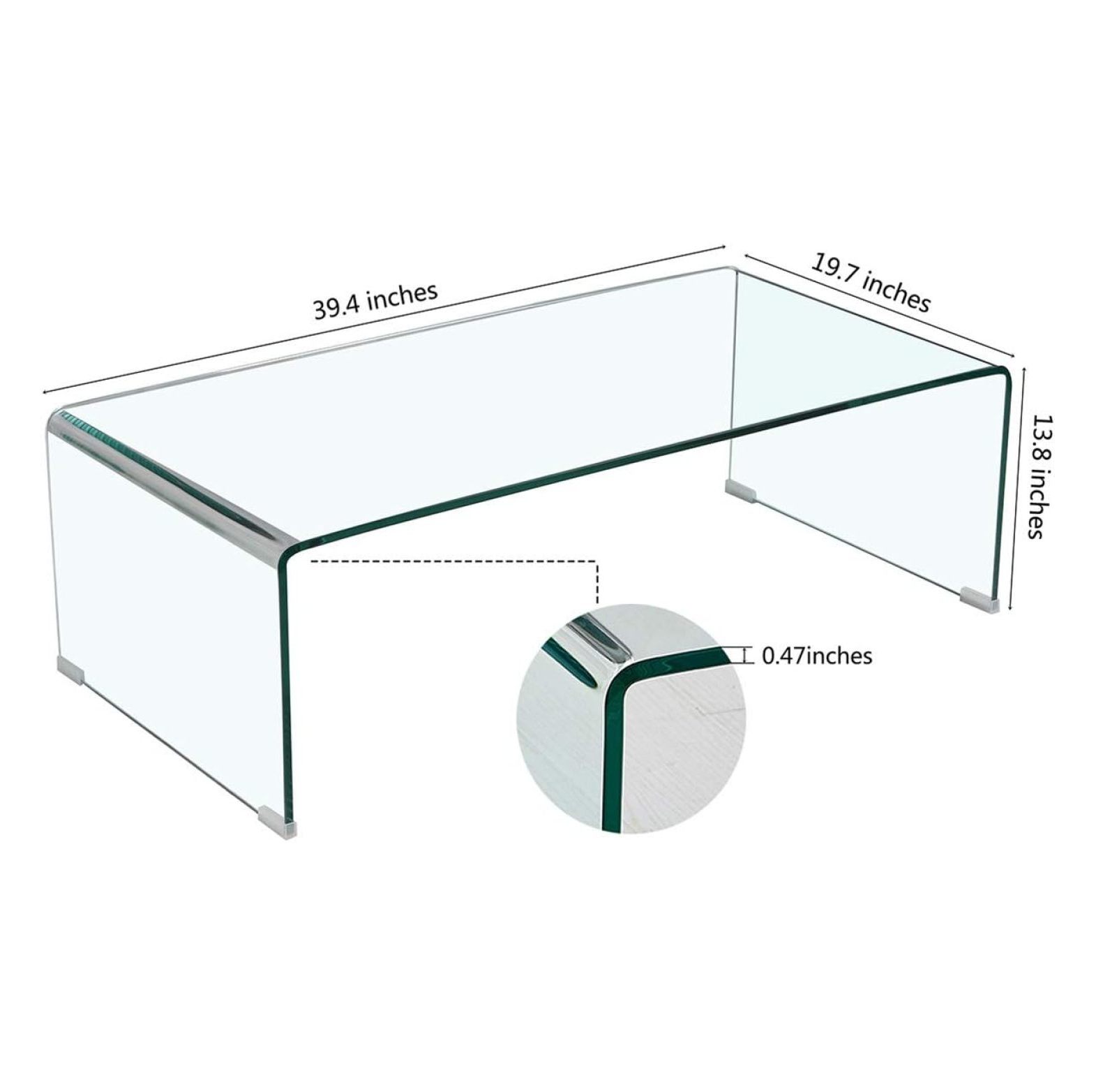Premium Tempered Glass Coffee Table,Clear Coffee Table, Small Modern