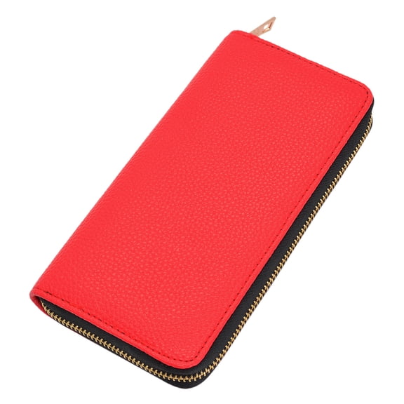 Premium Textured Vegan Pebble Leather Continental Zip Around Wallet