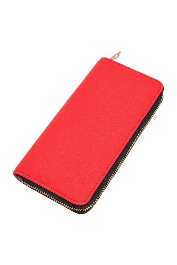 Premium Textured Vegan Pebble Leather Continental Zip Around Wallet