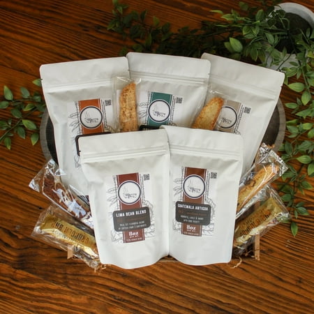 Premium Thank You Gift Box with 5 Half Pound Gourmet Coffees and Snacks