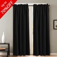 thumbnail image 1 of Premium Thermal Insulated Blackout Rod Pocket Curtains for Bedroom, Back-Tab Blackout Window Drapes (2 Panels) - Solid Black - 52"W x 84"L, 1 of 1