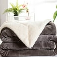thumbnail image 1 of Thickened Winter Throw Blanket Double-Sided & Sherpa Plush Warm Cozy Oversized Blanket for Couch Sofa Bed All Season Use Soft Lambswool Style Striped Design, 1 of 7