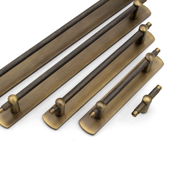 Premium Thin Solid Brass with Backplate Bar Handles, Modern Gold Cabinet Hardware, Furniture Pulls for Doors, Cabinets, Cupboards & Drawers (Size-13.7inch)