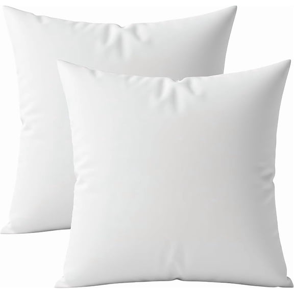 Premium Throw Pillow Inserts Sham - Decorative White Square Form Pillow Inserts - Perfect for Bedroom, Sofa & Couch (2 Pack)