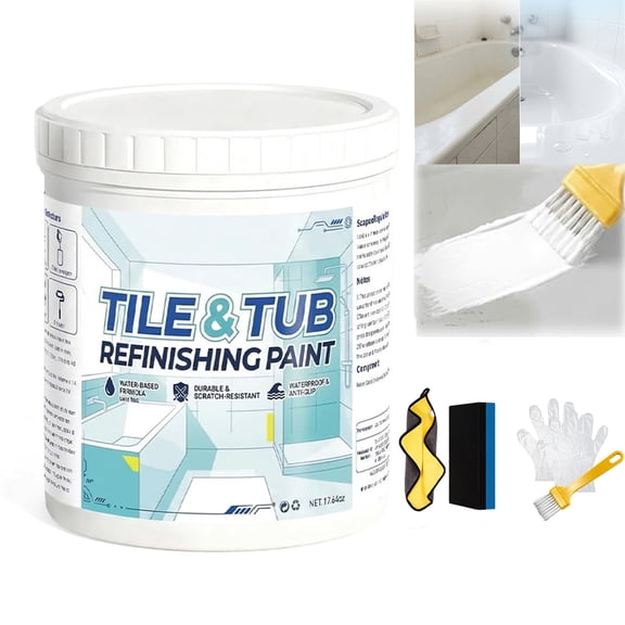 Premium Tile & Tub Refinishing Paint Kit, 2026 Upgraded Tile and Tub Refinishing Paint Kit with Tools, Bathroom White Ceramic Tile Paint, Suitable for Bathtubs, Tiles, Showers, Sink (300g)