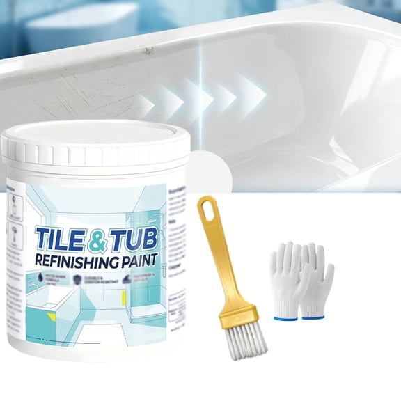 Premium Tile & Tub Refinishing Paint Kit, Quick-Dry Tub Paint for Bathroom, Tub and Tile Refinishing Kit with Tools, For Bathroom Ceramic, Tile (White)