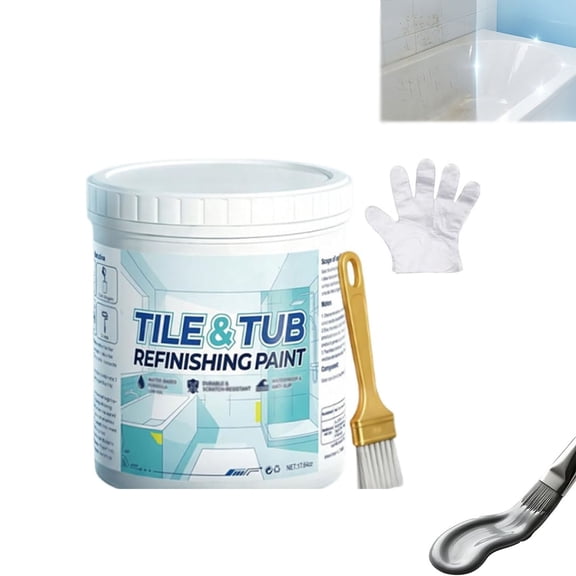 Premium Tile&Tub Refinishing Paint Kit,Tile&Tub Refinishing Paint,White Bathroom Tile Painy,White Ceramic Bath Tile Paint Repair Kit Bathtub Bathroom,Suitable For Indoor Tiles And Bathtubs