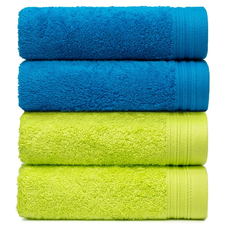 Weidemans Premium Towel Set of 4 Hand Towels 18 x 30 Color: Apple Green and Petrol |100% Cotton|4 Ultra Soft and Highly Absorbent Hand Towels for