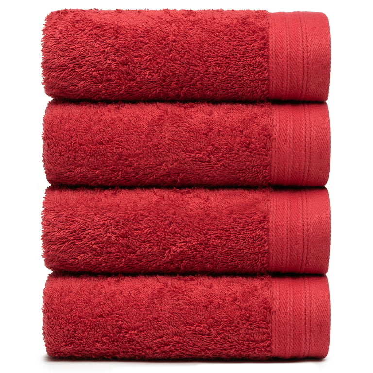 Premium Towel Set of 4 Hand Towels 18 x 30 Color: Burgundy | Pure Cotton  |Machine Washable High Absorbency | by Weidemans