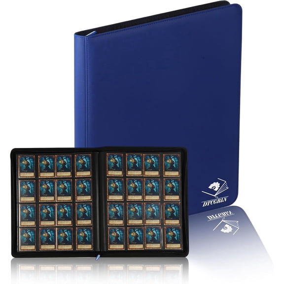 Premium Trading Card Binder for PKM TCG MTG Cards,Holds 1000+ Cards,16 -Pocket Ringless Side Loading Binder with Zipper Trading Card Album Folder for TCG - Blue