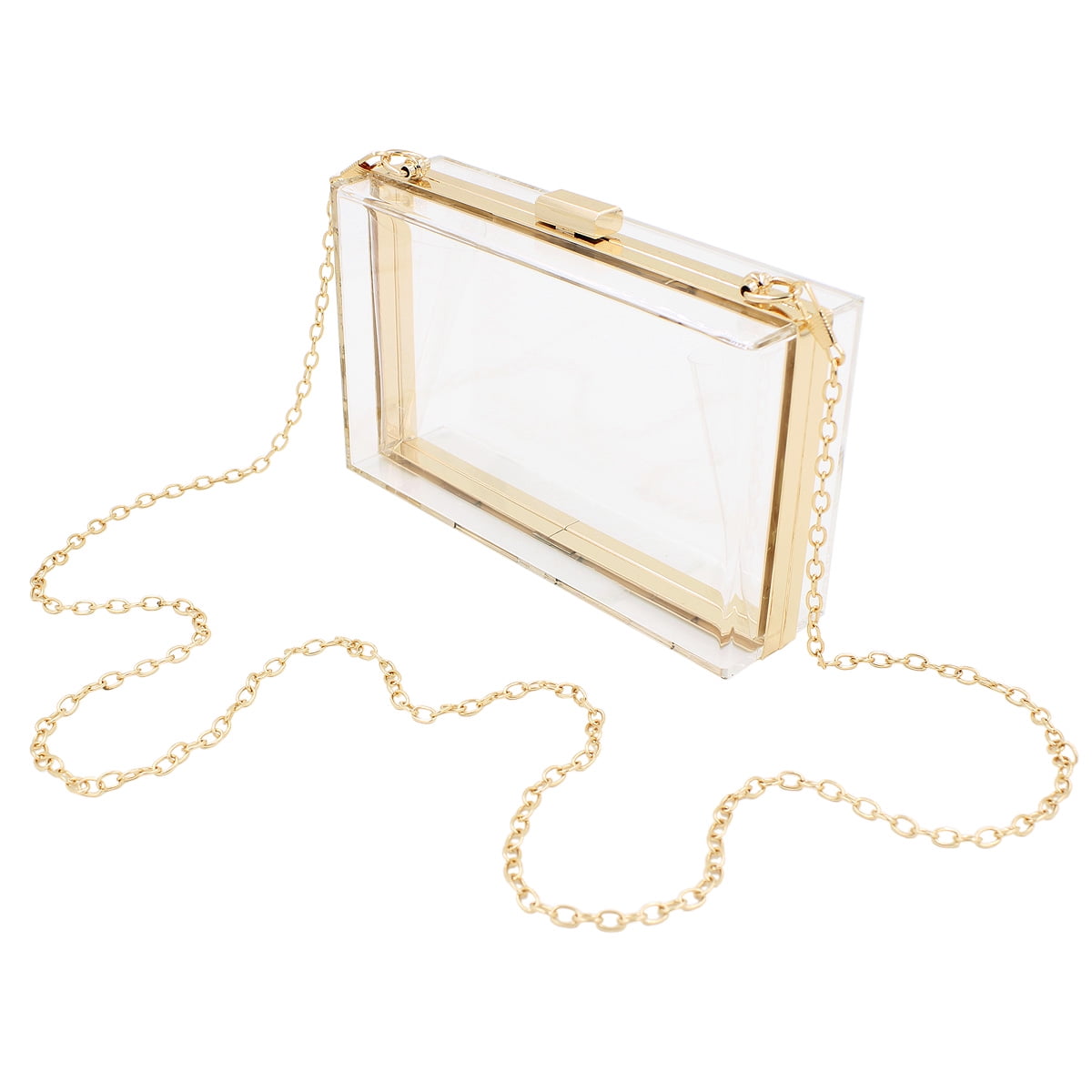 Clear Lineas Acrylic Top Handle Box Clutch Bag Handbags