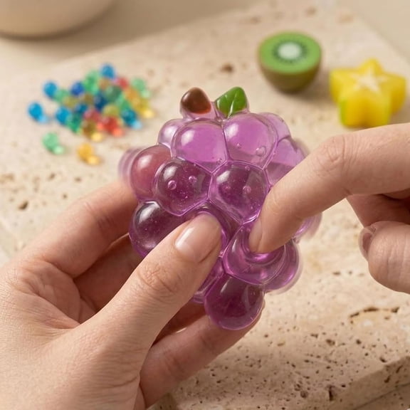 Premium Transparent Grape Squishies, 2026 Slow Rising Fruit Fidget Toy, Ultra-Soft Squeeze Toy for Calming Mood and Better Focus