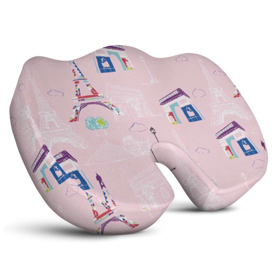 Premium Travel Pattern Memory Foam Seat Cushion Ergonomic Chair Pad for Office Chair, Car, Airplane & Bleachers Sciatica, Tailbone Hip & Back Pain Relief - Chair Cushion for Long Office Workers.