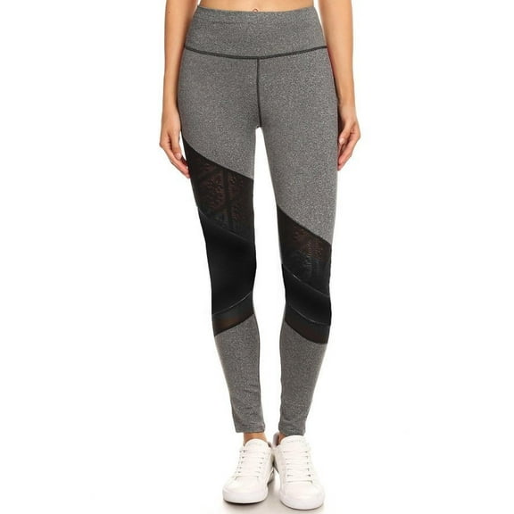 Premium Triangular Mesh Panel Workout Leggings Black S/M
