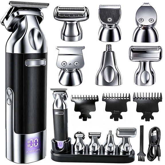 Premium Trimmer for Men 6 in 1 Cordless Electric Hair Clippers Mustache Body Face Trimmer All in One Grooming Kit
