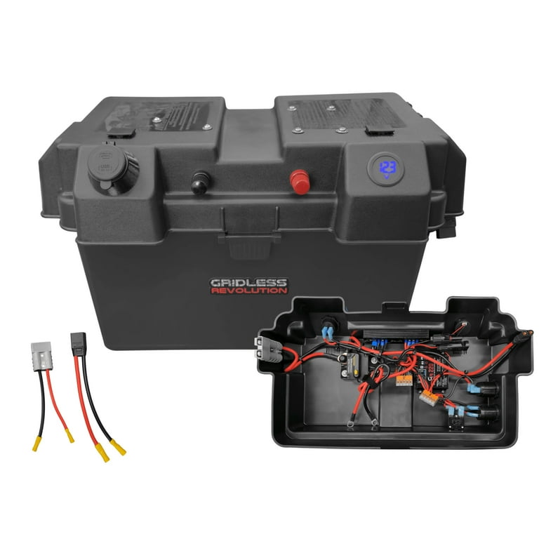 Premium Trolling Motor Battery Box Power Center, 12V / 24V, w 60A Circuit  Breaker Solar Charge Controller 