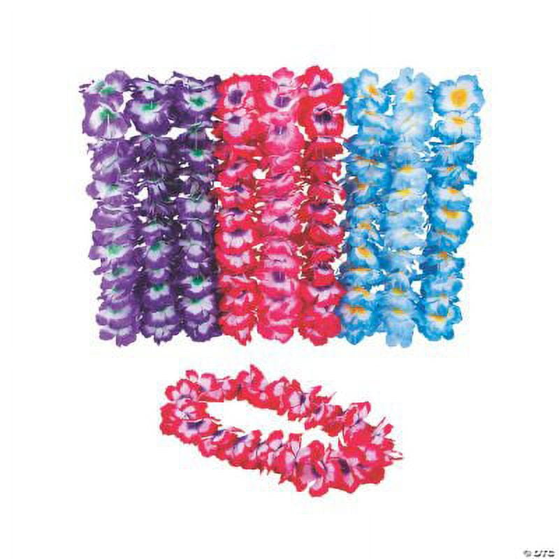 Vibrant Multicolor Polyester Tropical Leis Set - 12 Pieces