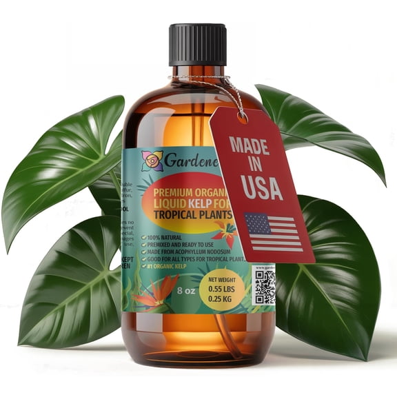 Premium Tropical Plant Superfood by Gardenera Labs - 8 oz - Natural Kelp Fertilizer for Optimal Tropical Plant Health and Resilience