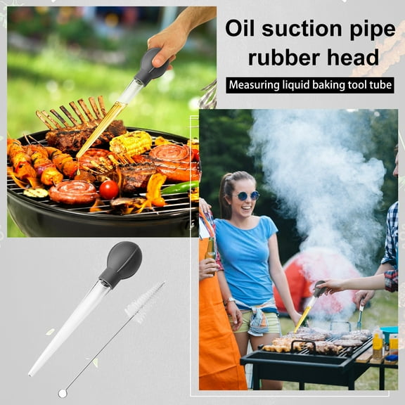 Premium Turkey Baster Rubber Head Pump 1Oz Heat Resistant Meat Injector Rubber Head Pump for Thanksgiving Roast