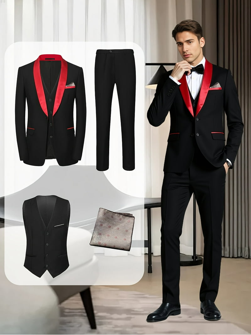 Premium Tuxedo Suit: Piece Including Jacket, Vest, Pants