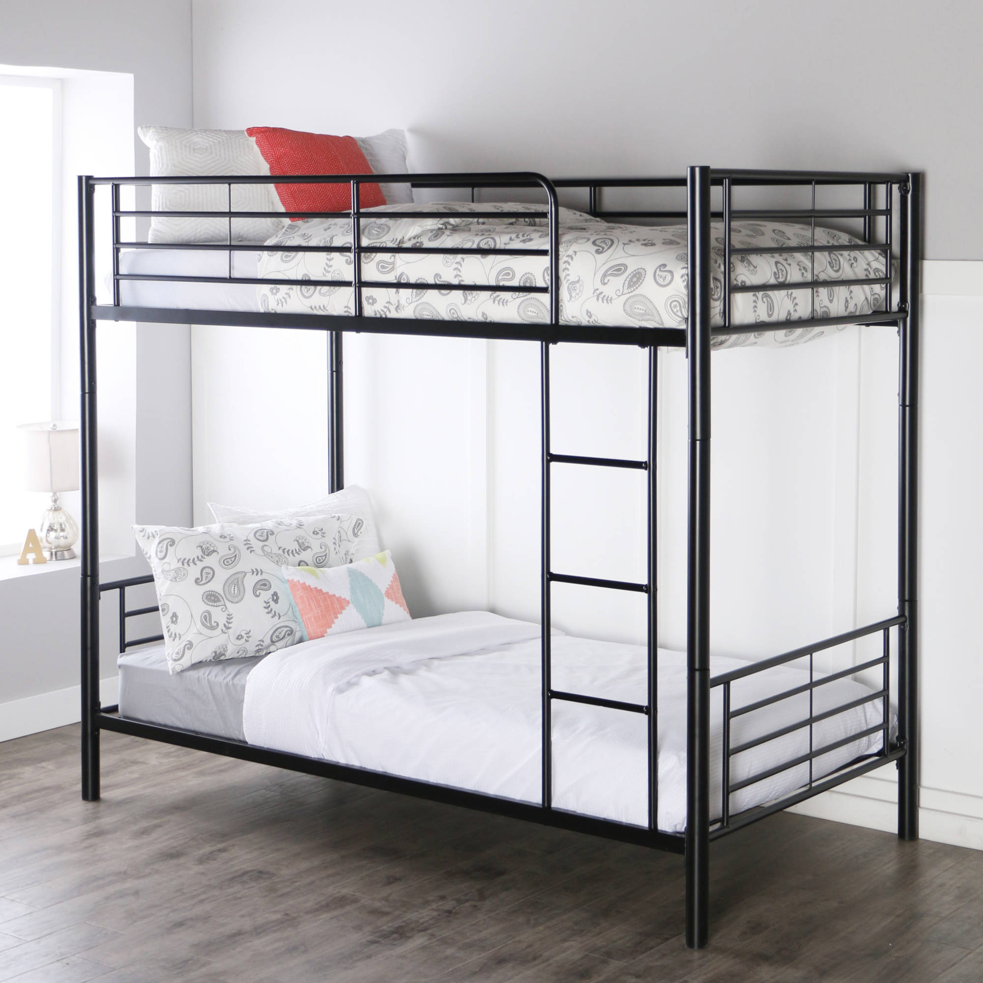 Premium Twin Over Twin Black Metal Bunk Bed by Manor Park - image 1 of 6