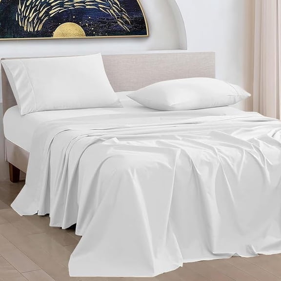 Premium Twin Size 4 Piece Sheet Set 100% Egyptian Cotton Sheets 800 Thread Count Sateen Weave Sheet Set, Soft Long Staple Cotton 12" Inch Deep Pocket Bed Sheets - White Solid