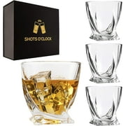 Premium Twisted Glasses- Whiskey Glasses For , Single Malt - Old Fashioned Glass Set In Gift Box - Rocks Whiskey s For Cocktails - (Set Of 4)
