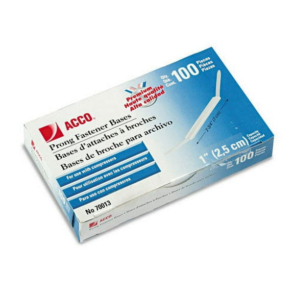 "Premium Two-Prong Fastener Bases, 1"" Capacity, 2.75"" Center to Center, Silver, 100/Box | Bundle of 10 Boxes"