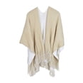 thumbnail image 1 of Premium Two Tone Reversible Soft Knit Fringe Shawl Wrap Poncho Cape, 1 of 5