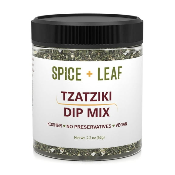 Premium Tzatziki Dip Mix MMF7by Spice + Leaf - Vegan Kosher No Preservatives Spice Blend Used to Make Dip, Fish, Chicken Salad, 2.2 oz