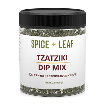 Premium Tzatziki Dip Mix by Spice + Leaf - Vegan Middle Eastern and Greek Spice Blend, 2.2 oz